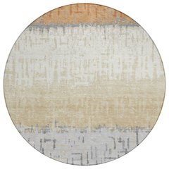Machine Washable Indoor/Outdoor Chantille ACN2752 Orange 8' x 8' Round Rug