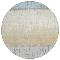 Machine Washable Indoor/Outdoor Chantille ACN2752 Teal 8' x 8' Round Rug