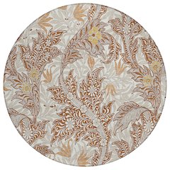 Machine Washable Indoor/Outdoor Chantille ACN2753 Orange 8' x 8' Round Rug