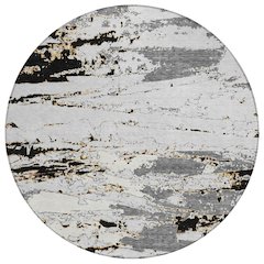 Machine Washable Indoor/Outdoor Chantille ACN2757 Black 8' x 8' Round Rug