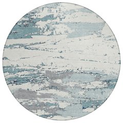 Machine Washable Indoor/Outdoor Chantille ACN2757 Teal 8' x 8' Round Rug