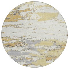 Machine Washable Indoor/Outdoor Chantille ACN2757 Gold 8' x 8' Round Rug
