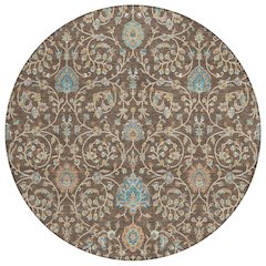 Machine Washable Indoor/Outdoor Chantille ACN2758 Brown 8' x 8' Round Rug