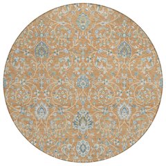 Machine Washable Indoor/Outdoor Chantille ACN2758 Orange 8' x 8' Round Rug