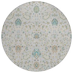 Machine Washable Indoor/Outdoor Chantille ACN2758 Gray 8' x 8' Round Rug