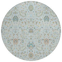 Machine Washable Indoor/Outdoor Chantille ACN2758 Blue 8' x 8' Round Rug