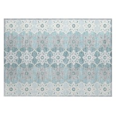 Machine Washable Indoor/Outdoor Chantille ACN2759 Teal 1'8" x 2'6" Rug