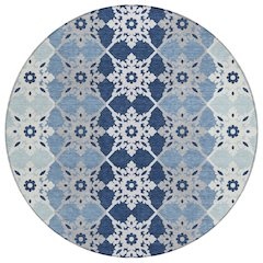 Machine Washable Indoor/Outdoor Chantille ACN2759 Blue 8' x 8' Round Rug