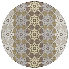 Machine Washable Indoor/Outdoor Chantille ACN2759 Brown 8' x 8' Round Rug