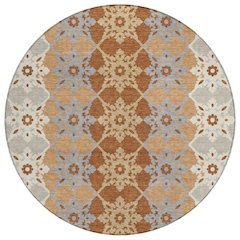 Machine Washable Indoor/Outdoor Chantille ACN2759 Orange 8' x 8' Round Rug