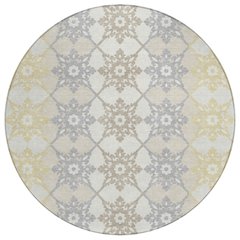 Machine Washable Indoor/Outdoor Chantille ACN2759 Ivory 8' x 8' Round Rug