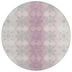 Machine Washable Indoor/Outdoor Chantille ACN2759 Pink 8' x 8' Round Rug