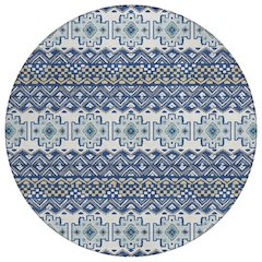 Machine Washable Indoor/Outdoor Chantille ACN2760 Blue 8' x 8' Round Rug