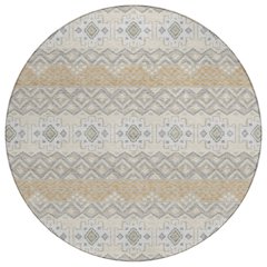 Machine Washable Indoor/Outdoor Chantille ACN2760 Brown 8' x 8' Round Rug