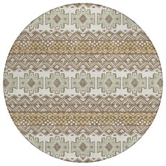 Machine Washable Indoor/Outdoor Chantille ACN2760 Brown 8' x 8' Round Rug