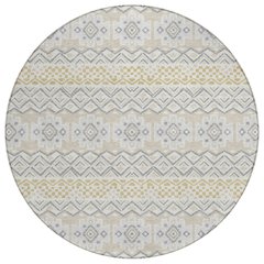 Machine Washable Indoor/Outdoor Chantille ACN2760 Ivory 8' x 8' Round Rug