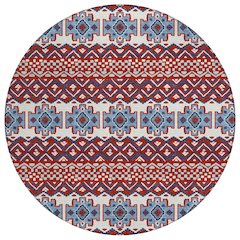 Machine Washable Indoor/Outdoor Chantille ACN2760 Red 8' x 8' Round Rug