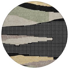 Machine Washable Indoor/Outdoor Chantille ACN2761 Black 8' x 8' Round Rug