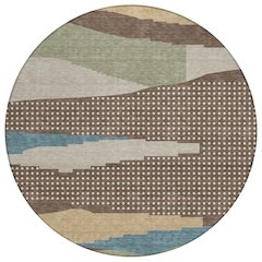 Machine Washable Indoor/Outdoor Chantille ACN2761 Brown 8' x 8' Round Rug