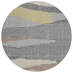 Machine Washable Indoor/Outdoor Chantille ACN2761 Gray 8' x 8' Round Rug