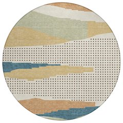 Machine Washable Indoor/Outdoor Chantille ACN2761 Ivory 8' x 8' Round Rug