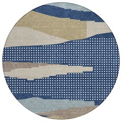 Machine Washable Indoor/Outdoor Chantille ACN2761 Blue 8' x 8' Round Rug