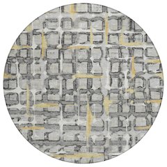 Machine Washable Indoor/Outdoor Chantille ACN2762 Gray 8' x 8' Round Rug