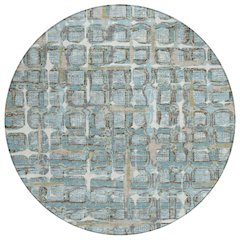 Machine Washable Indoor/Outdoor Chantille ACN2762 Teal 8' x 8' Round Rug