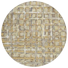 Machine Washable Indoor/Outdoor Chantille ACN2762 Gold 8' x 8' Round Rug