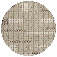 Machine Washable Indoor/Outdoor Chantille ACN2763 Brown 8' x 8' Round Rug