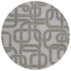 Machine Washable Indoor/Outdoor Chantille ACN2764 Gray 8' x 8' Round Rug