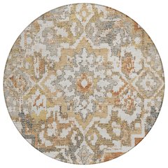 Machine Washable Indoor/Outdoor Chantille ACN2765 Orange 8' x 8' Round Rug