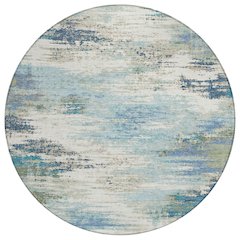 Machine Washable Indoor/Outdoor Chantille ACN2766 Blue 8' x 8' Round Rug
