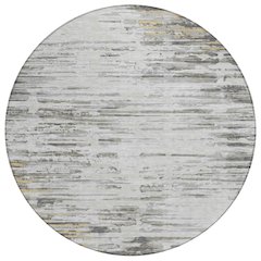 Machine Washable Indoor/Outdoor Chantille ACN2767 Gray 8' x 8' Round Rug
