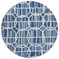 Machine Washable Indoor/Outdoor Chantille ACN2769 Blue 8' x 8' Round Rug