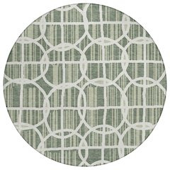 Machine Washable Indoor/Outdoor Chantille ACN2769 Green 8' x 8' Round Rug