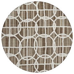 Machine Washable Indoor/Outdoor Chantille ACN2769 Brown 8' x 8' Round Rug