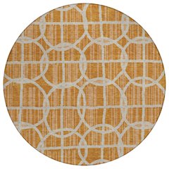 Machine Washable Indoor/Outdoor Chantille ACN2769 Orange 8' x 8' Round Rug