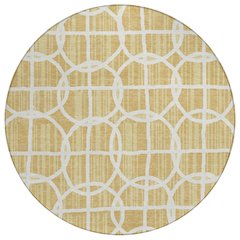 Machine Washable Indoor/Outdoor Chantille ACN2769 Gold 8' x 8' Round Rug