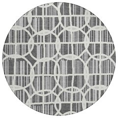 Machine Washable Indoor/Outdoor Chantille ACN2769 Gray 8' x 8' Round Rug