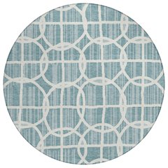 Machine Washable Indoor/Outdoor Chantille ACN2769 Teal 8' x 8' Round Rug