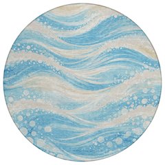 Machine Washable Indoor/Outdoor Chantille ACN2770 Blue 8' x 8' Round Rug