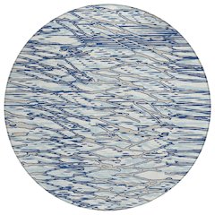 Machine Washable Indoor/Outdoor Chantille ACN2771 Blue 8' x 8' Round Rug
