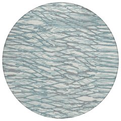 Machine Washable Indoor/Outdoor Chantille ACN2771 Teal 8' x 8' Round Rug