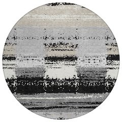 Machine Washable Indoor/Outdoor Chantille ACN2772 Black 8' x 8' Round Rug