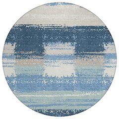Machine Washable Indoor/Outdoor Chantille ACN2772 Blue 8' x 8' Round Rug