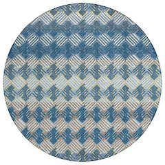 Machine Washable Indoor/Outdoor Chantille ACN2773 Blue 8' x 8' Round Rug