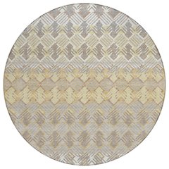 Machine Washable Indoor/Outdoor Chantille ACN2773 Gold 8' x 8' Round Rug