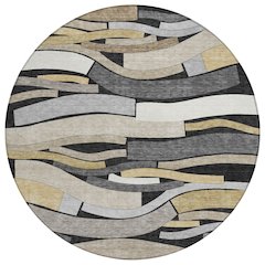 Machine Washable Indoor/Outdoor Chantille ACN2776 Black 8' x 8' Round Rug