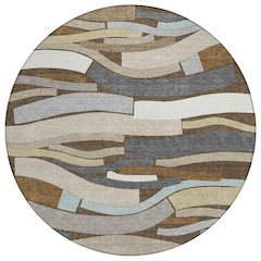 Machine Washable Indoor/Outdoor Chantille ACN2776 Brown 8' x 8' Round Rug